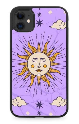 Lila Astrologie Mond Gummi Handy Hülle Gesicht Mädchen Weltraum Sonne Galaxy Wolken M072A