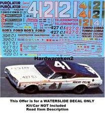 NASCAR DECAL #41 MERCURY CYLONE  1968 MERCURY CYCLONE SWEDE SAVAGE 1/25