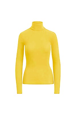 NEU AQUA Damen Gelb 100% Kaschmir Langarm Rollkragen Strick Pullover L $168