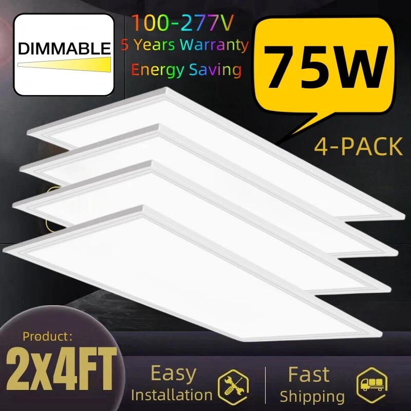 2x4 LED Panel Light 75W Drop Ceiling Office Shop Warehouse Indoor Light Fixture