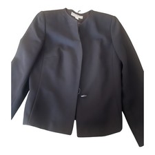 Dressbarn Women s Black Blazer Jacket Size 6 Collarless Long Sleeve Career