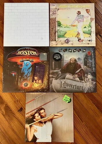 Lot of 4 1970's ROCK Vinyl LPs PINK FLOYD THE WALL, BOSTON, KANSAS, ELTON JOHN