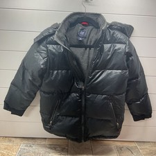 Gap Kids Boys Black Puffer Jacket Fleece Lined Hooded Winter Coat Size L 10