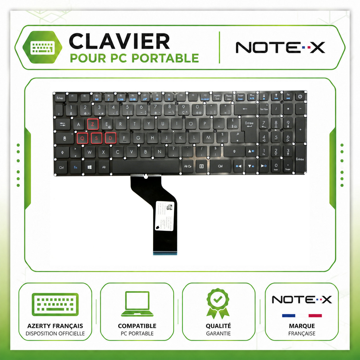 Clavier de rechange AZERTY français pour PC portable Acer Aspire VN7-593 VN7-793 rétroéclairé