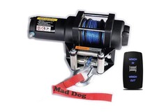 Mad Dog 3500 LB Winch  Mount Combo, Synthetic Rope, Compatible with Polaris ...