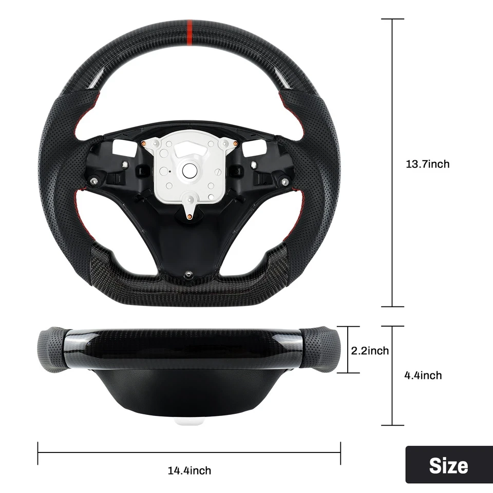 Спортивный руль из настоящего углеродного волокна для BMW M3 серии E9x 2005-2012 - Изображение 3 из 4