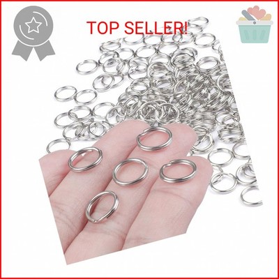 Pawfly 100 Pack 1/2 Inch Split Key Rings Mini Jump Rings Dog Tag Ring with Doubl