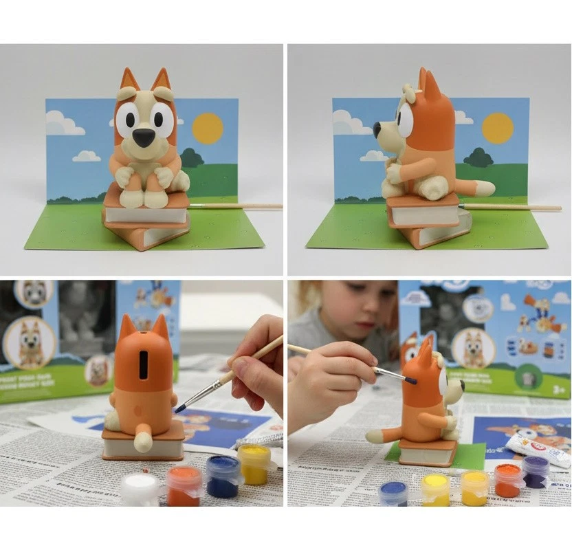 Bluey Spardose Bingo Sparschwein Farbe Deinen Eigenen Bastelset Enthält & Busch