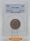 1957 Washington Silver Quarter, PCGS MS67 - #B55176