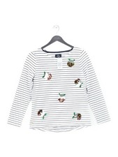 Joules Damen T-Shirt UK 10 weiß 100% Baumwolle Basic