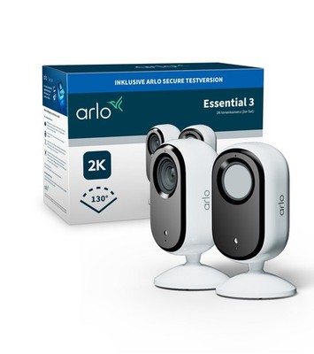 ARLO Essential 3 2K-Innenkamera, 2er Set, Überwachungskamera Set
