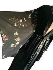 Victoria s Secret S/M Black Satin Floral Embroidered TRUE Kimono Sleeve Robe