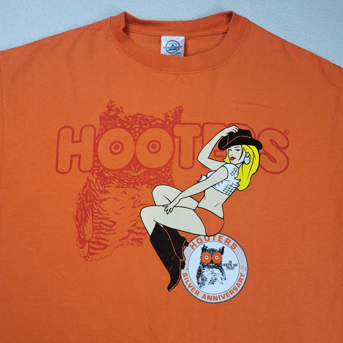 Camiseta Hooters 25 Aniversario Para Hombre Talla Grande Naranja GMC Georgia Wings - Imagen 2 de 11