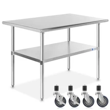 Stainless Steel Commercial Kitchen Work Food Prep Table w/ 4 Casters - 30" x 48"