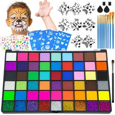 Professional Face Painting Kit for Kids – 54 Color Water Activated Facepaint