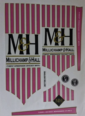 M&H Pink Edition Full Cricketschläger Aufkleber 3D geprägt Millichamp & Hall - Bild 1 von 4