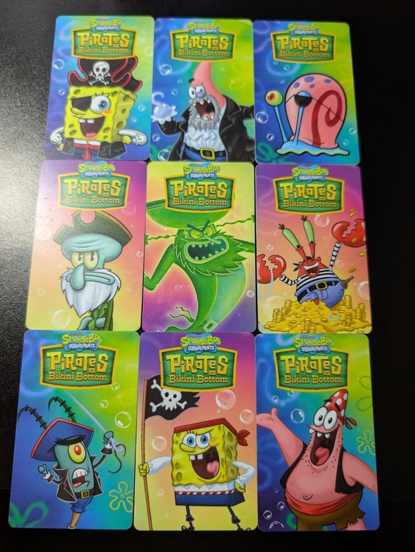 SpongeBob SquarePants Pirates of Bikini Bottom Complete 9 Card Set Arcade Pusher