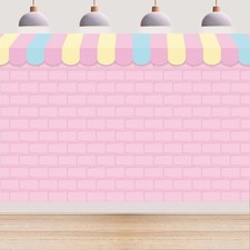Ice Cream Shop Backdrop 7x5 Ft Pink Brick Wall Girl Birthday Photo Background