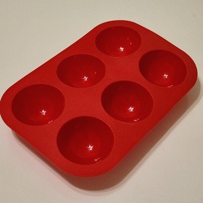 Unused Semi-Sphere Round Silicone Mold Chocolate Bomb Candy Food Safe Red 2'' -J