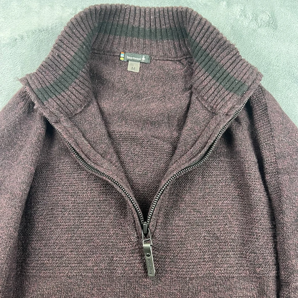 SmartWool Shirt Men's M Dark Red Wool Nylon Base Layer Pullover Quarter Zip - Image 4 of 4