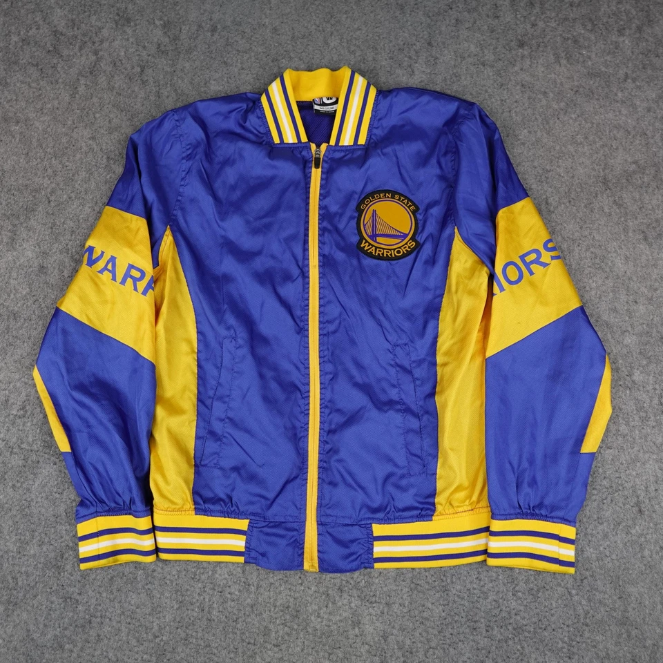 Chaqueta Golden State Warriors Para Hombre Mediana Azul Amarillo NBA Baloncesto Cremallera Completa UNK Foto 2 de 4