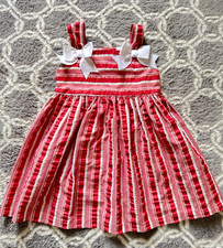 Bonnie Jean Bows Strips Dress Size 4 Fit Flare Party Dress