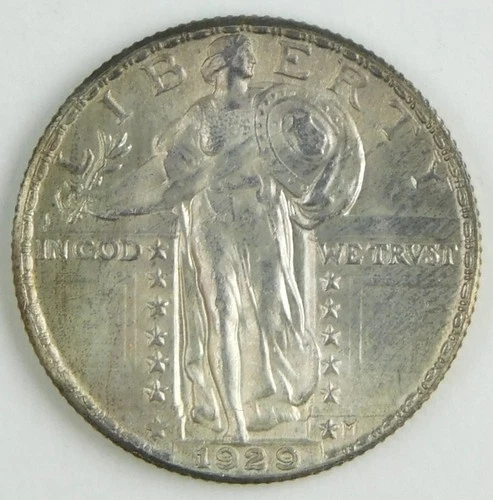 1929 25c Standing Liberty Silver Quarter AU About Uncirculated Nice Lustre C4200