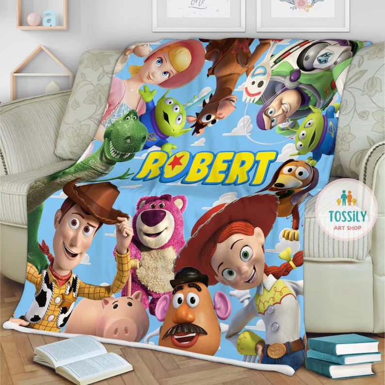Personalized Toy Story Woody Buzz Lightyear Blanket Gift For Friends, Kids