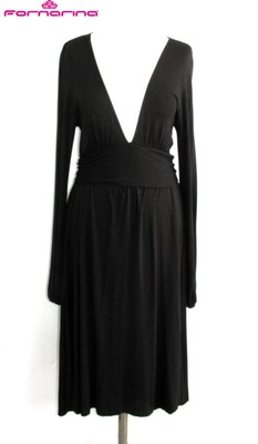 fornarina black dress Fornarina - Long Flared Stretch Black Dress Size M = 38/40 - Excellent  Condition