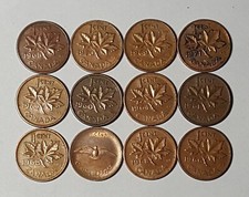 Lot 12 Coin Canada penny 1 Cent 1960 1961 1962 1963 1964 1965 up to 1971