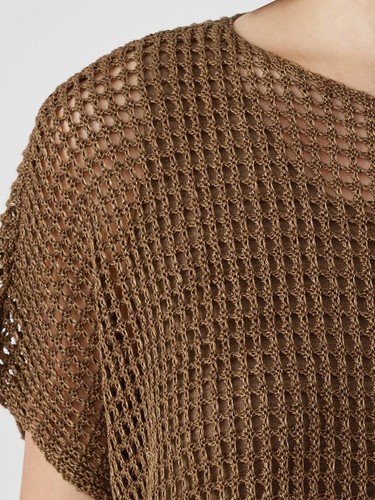 Neu mit Etikett Eileen Fisher Bronzer Bio-Leinen-Delavé Bateau-Ausschnitt Top Größe XL UVP $ 268 - Bild 3 von 14