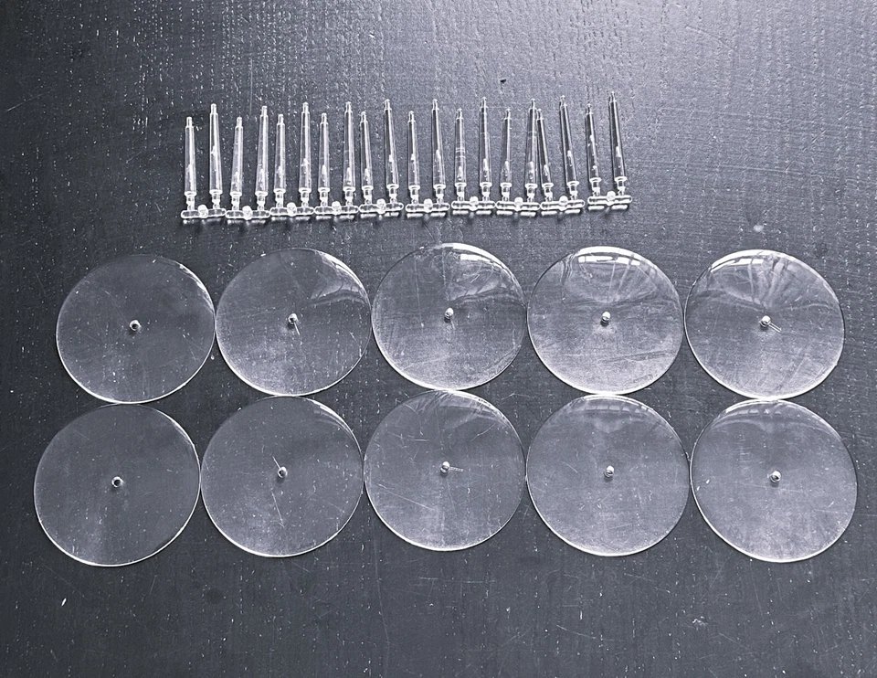 1/3/5/10 60mm Clear Round Flying Jump Base & Pin Top Stem Warhammer 40k AoS Lot