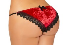 Crushed Velvet And Crochet Lace Plus Size Festive Panties 20821X