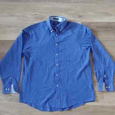 Chaps Classic Fit Twill Long Sleeve Button Down Dress Shirt Blue Size 16-16.5