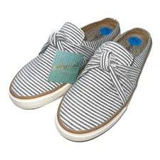 Margaritaville Sneakers Womens Sailor Blue Stripe Canvas Mule Knot Slip On Flats
