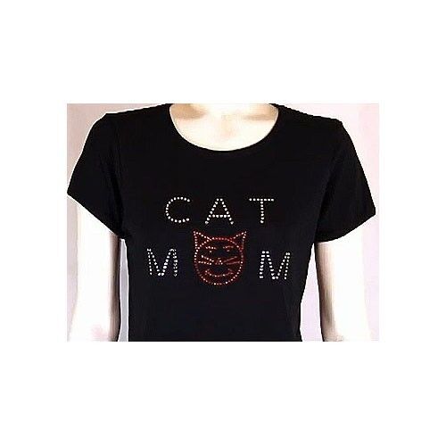 Cat Mom Rhinestone Shirt, cute kitty kats, cat gifts - Picture 1 of 1