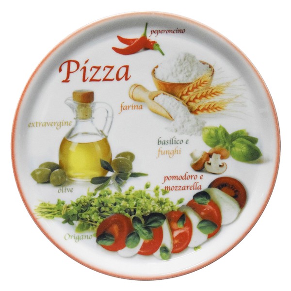 Pizzateller Napoli Red Ø 33,8 Cm Servier-Platte Xl-Teller Dekoriert Porzellan-image