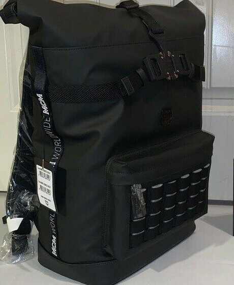 MCMバックパック New MCM Black Monogram Nylon Utility hiking Travel Backpack