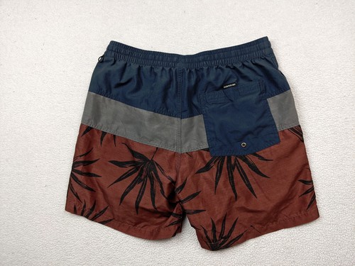 Quiksilver Mens M Blue Gray Red Stripe Leaf Bermuda Board Shorts Mid Rise - Picture 3 of 13