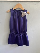 Janie And Jack Girls Size 3 Navy Blue Tunic Dress W/flower