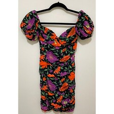 NWT ZARA FLORAL PRINT OFF-SHOULDER MINI DRESS, SIZE XS