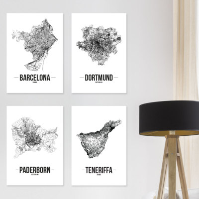 JUNIWORDS Poster ''Stadt nach Wahl'' City Städte Skyline 60 x 90 cm Weiß Design B