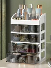 White Makeup Storage Box Set - Sturdy Cosmetic Drawer Organizer for Beauty