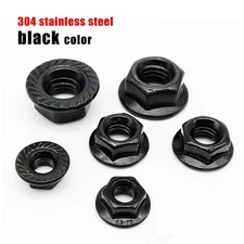 2/10pcs M3-M12 Black 304 Stainless Steel Serrated Spinlock Flange Nut Locknut