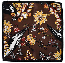 Authentic PRADA FLORAL Printed 100 SILK Pocket Square Handkerchief ITALY