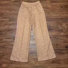 Vintage 70s Jantzen Tan Floral Print Wide Leg Pants S