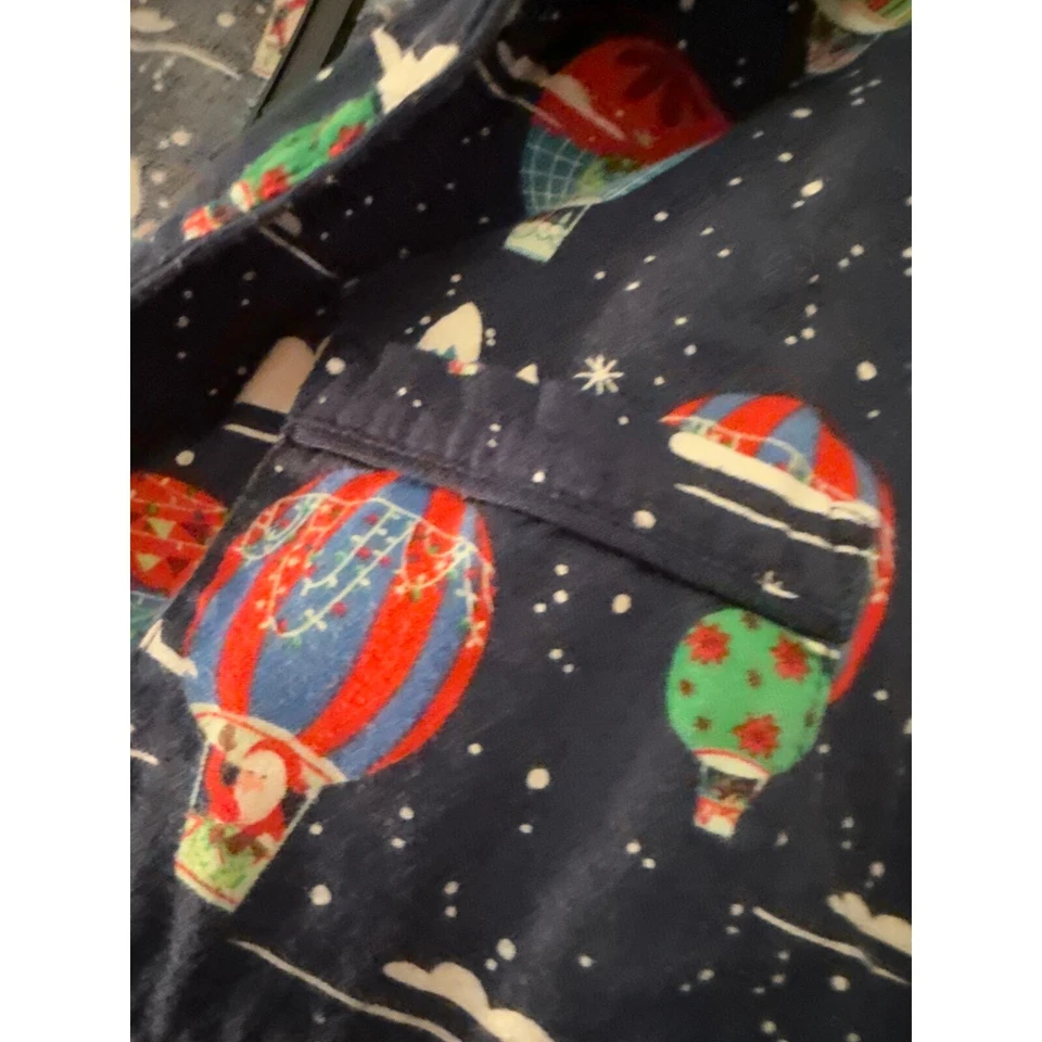 WONDERSHOP цель синий Рождество Санта воздушный шар печать фланель сна рубашка размер L - Изображение 2 из 4