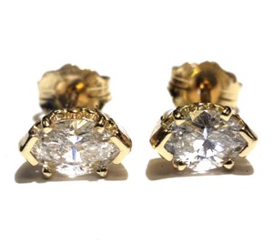 Gia Certified 14k Yellow Gold 91ct Marquise Diamond Stud Earrings