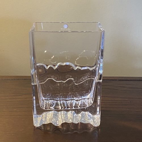 Vaso e adesivo in vetro trasparente IIttala Finland Tapio Erkkala RAITO mod. metà secolo - Foto 7 di 14