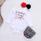 Grandma Was Here And Kisses Graphic Print New Born Baby Girls' Comfy Outfits